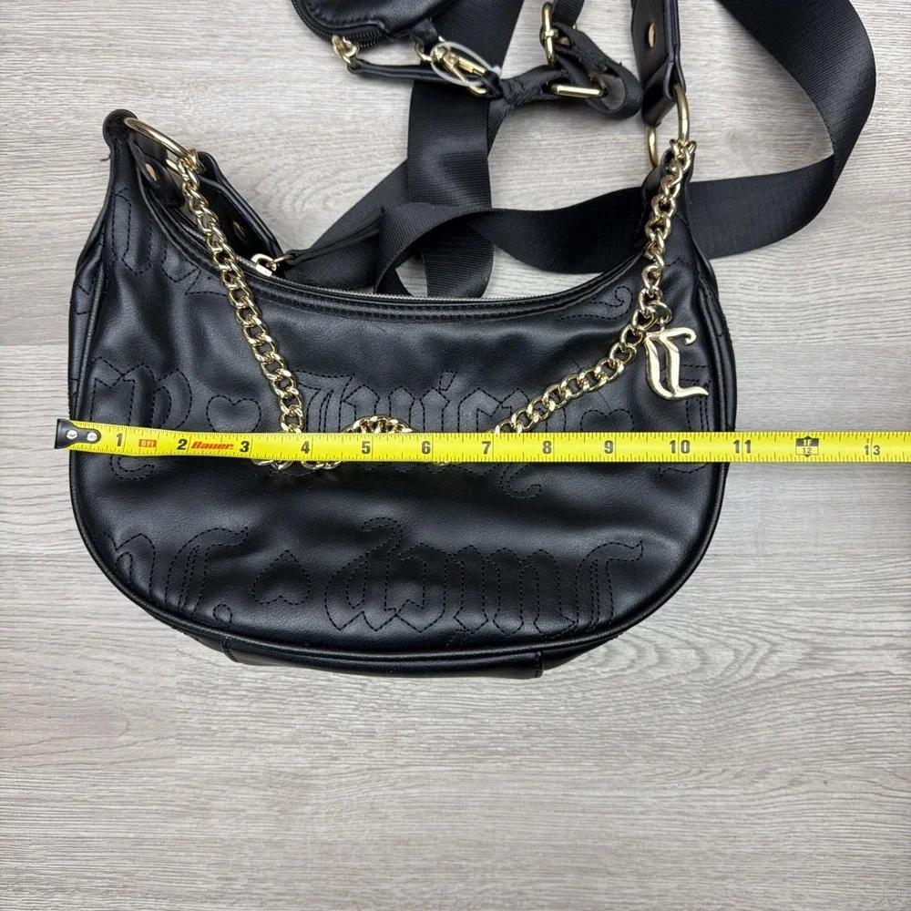 Juicy Couture Quilted Black Puff Half Moon Crossbody Bag‎ W/ Change Purse
